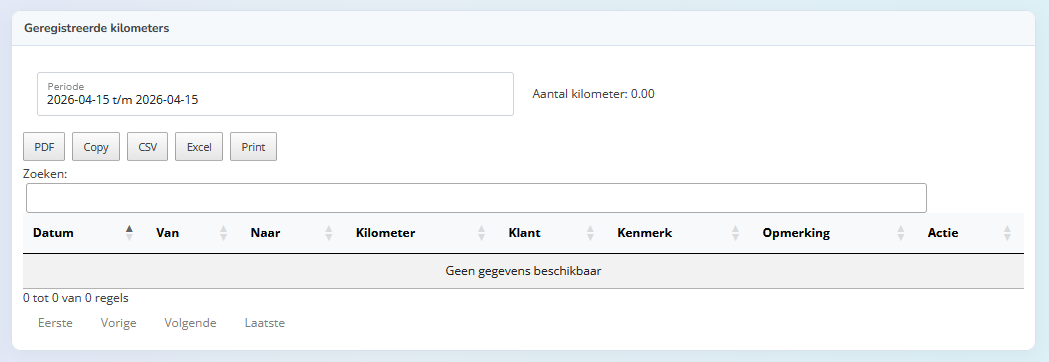 Kilometer registratie